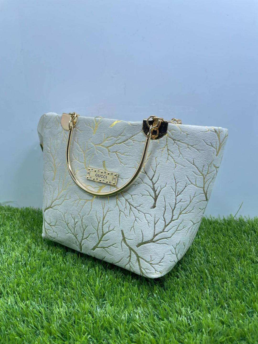Velvet Printed Hand Bag