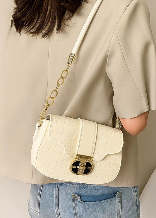 Croc-Embossed Faux Leather Shoulder Bag