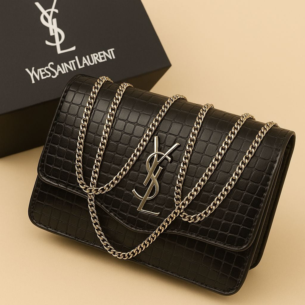 Croc-Embossed Vegan Leather Crossbody Bag