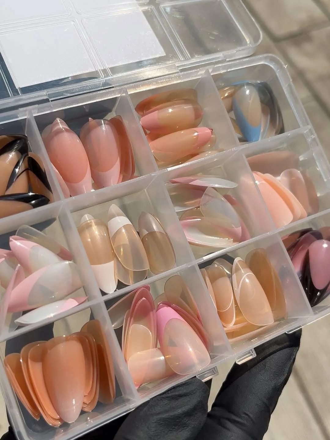 French Tip Press-On Nails | 144 Pcs | Nude Shades | ABS Plastic | Storage Box Included