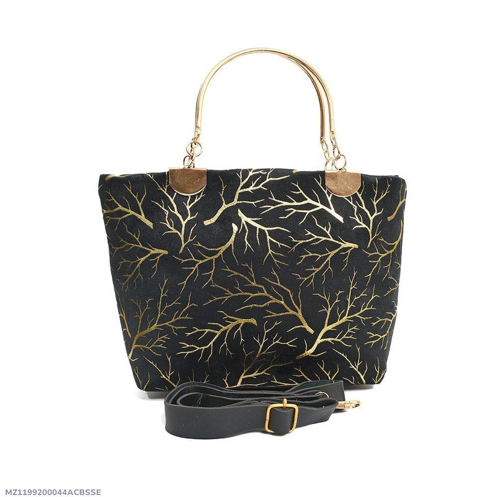 Velvet Printed Hand Bag